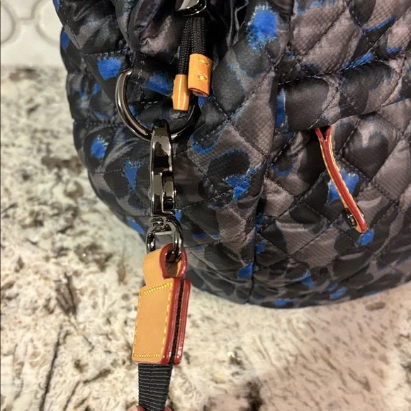 MZ Wallace Quilted Black and Blue Leopard Tote/ Crossbody - Picture 6 of 11